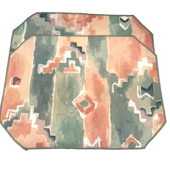 Tribal Apache Southwestern Table Placemats Geometric Pastels Reversible Set VTG - Picture 3 of 8